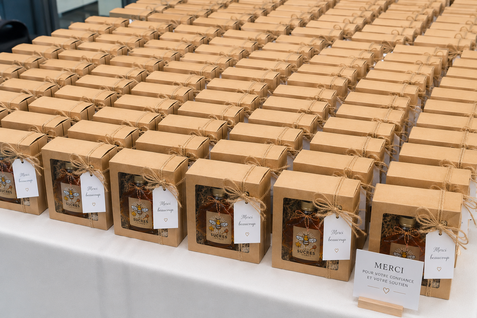 Boîte-cadeau de baptême avec carte de remerciement personnalisée